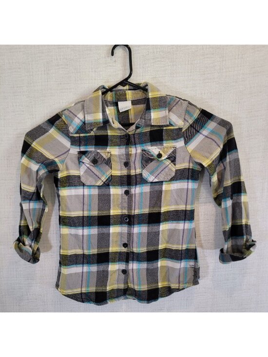 O'Neill Tops - O'Neill Button Up Shirt Womens L Yellow Plaid Flannel Long Sleeve Top Pockets